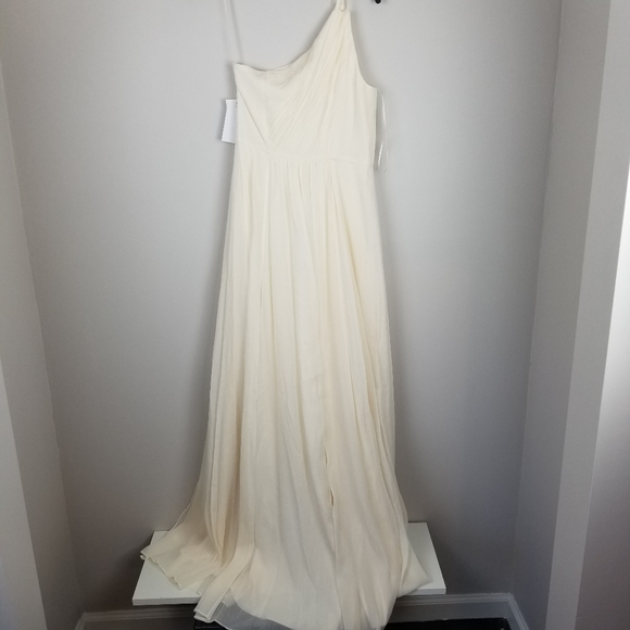 H Halston one shoulder gown cream - Picture 5 of 7